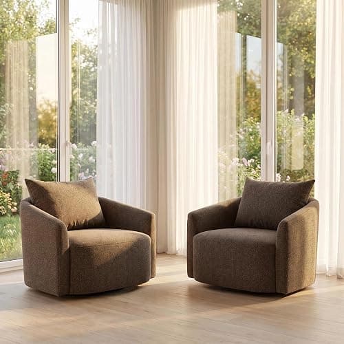 CONG HOME Oversized Boucle Swivel Accent Chair, 40" Wide Upholstered Armchair,5Colors (2, Tan) thumbnail 3