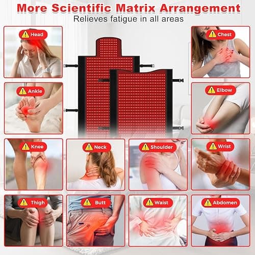 fyovuv Red Light Therapy Mat for Full Body, 74.6'' X 33.3'', 2570 LEDs, Black, Fabric, Adjustable Timer & Intensity thumbnail 5