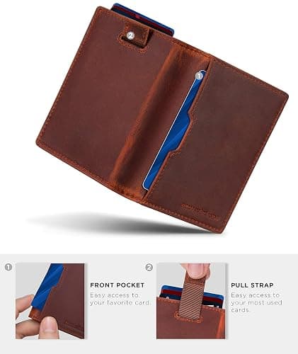 SERMAN BRANDS - Wallets for Men Slim Mens leather RFID Blocking Minimalist Card Front Pocket Bifold Travel Thin thumbnail 5