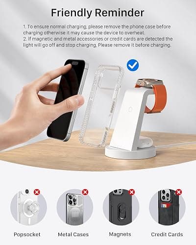 Anlmz 3 in 1 Charging Station for iPhone - Wireless Charger for Apple Products Multiple Devices - Charging Dock Stand for AirPods (for iPhone 17 16e 16 15 14 13 pro 12 11 X Max) thumbnail 6