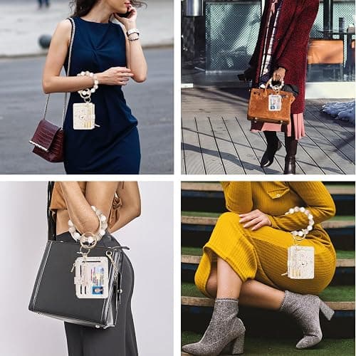 COOLANS Silicone Bracelet Wristlet Wallet Credit Card Holder RFID,ID Window,Key Ring Tassel,Slim Wallet Women Keychain Purse thumbnail 5
