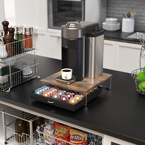 DecoBrothers Supreme Vertuoline Drawer, Holds with 30 Big or 60 Small Vertuoline Pods, Rustic Brown thumbnail 2