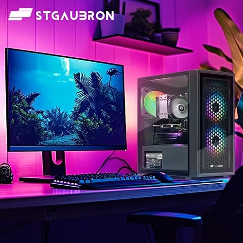 STGAubron Gaming PC Desktop Computer, Intel i7 Xeon E5 3.0GHz, Radeon RX 550 4G, 16GB RAM, 512GB SSD, 600M WiFi, BT 5.0, RGB Fan x3, Windows 11 Home thumbnail 5