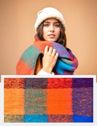 Topgalaxy.Z Winter Scarf for Women, Big Thick Colorful Scarves, Oversized Soft Blanket Wrap, Extra Long Large Cozy Scarves for Cold Weather thumbnail 6
