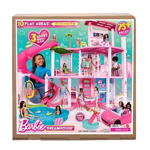 Barbie Dreamhouse, Pool Party Doll House with 75+ Pieces and 3-Story Slide, House Playset, Pet Elevator and Puppy Play Areas thumbnail 7