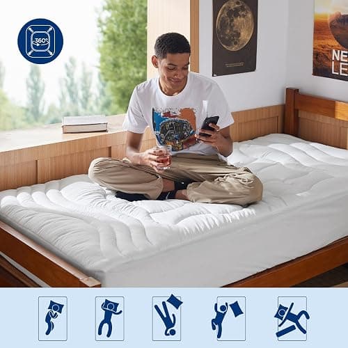 Bedsure Twin XL Mattress Protector Waterproof - Extra Long Twin Waterproof Mattress Topper Pad for College Dorm Essentials, Noiseless Bed Cover Padded with 8-21 Inches Deep Pocket,White, 39x80 Inches - Twin XL - White thumbnail 7