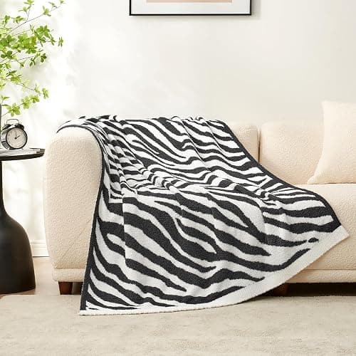 Snuggle Sac Zebra Blanket Black Zebra Print Blanket Ultra Soft Reversible Zebra Throw Blanket for Couch, Sofa & Bed, 50x60 inches thumbnail 3