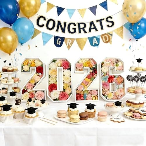 JUICYRAUL 2026 White Fillable Charcuterie Number Box Set,12.2" Paperboard Serving Trays, Food Display Decor for Graduation, Birthday & Anniversary Party thumbnail 3