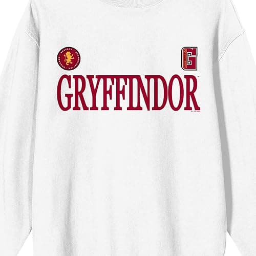 Bioworld Harry Potter Gryffindor Mascot Adult White Crew Neck Long Sleeve Sweatshirt thumbnail 2