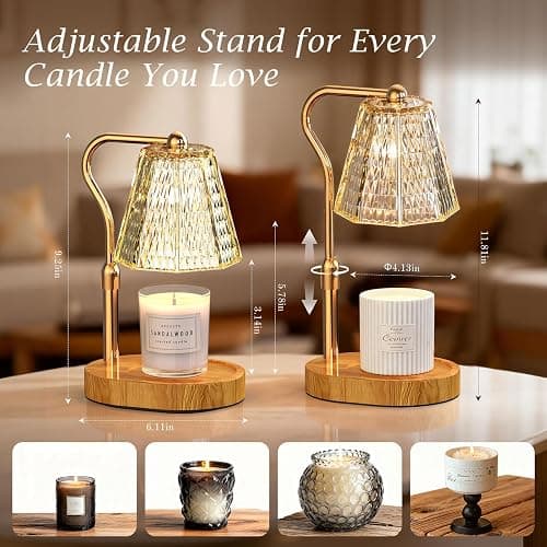 Candle Warmer Lamp with Timer Dimmable Gifts for Women, Adjustable Height Wax Warmer Lamp for Scented Candles, House Warming Gifts for New Home Modern Farmhouse Decor thumbnail 4