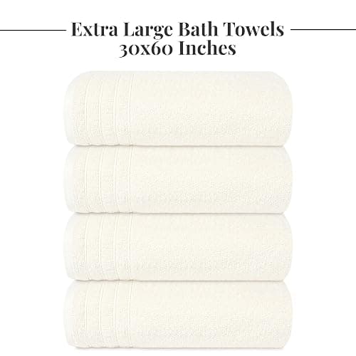 Tens Towels Pack of 4 Extra Large Bath Towels 30 x 60 Inches, 100% Cotton, Larger & Lighter Weight, Quicker to Dry, Super Soft and Absorbent, Perfect for Bathroom, Cream thumbnail 7