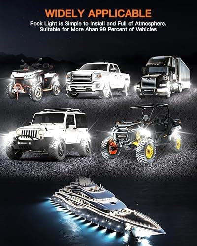 LEDMIRCY R1 Pure White LED Rock Lights Kit with Roker Switch Wire Harness 12PCS High Power Rock Lights White for Trucks Off Road ATV UTV SUV Underglow Trail Rig Light Under Body Waterproof Light thumbnail 8