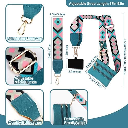 XANGNIER Clip and Go Strap for Phone with Wallet Crossbody, Phone Strap with Zippered Wallet, Adjustable Anti Theft Cellphone Lanyard for Women, Cellphone Chain Accessories,Multicolor 8 thumbnail 5
