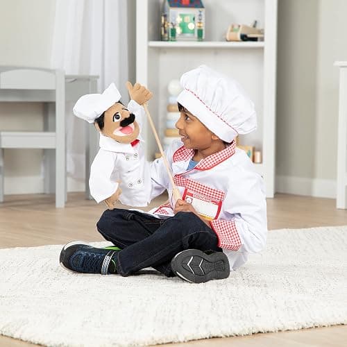 Melissa & Doug Chef Puppet (Al Dente) with Detachable Wooden Rod Pretend Play Chef Puppet Pepe thumbnail 3