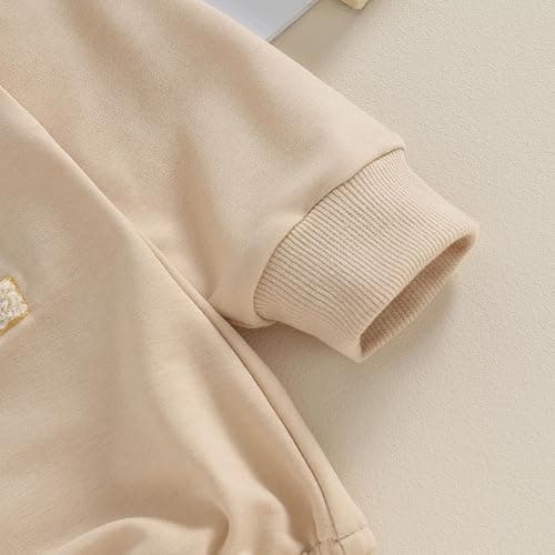 VISGOGO Newborn Infant Baby Boy Girls Oversized Romper Little Dude Sweater Onesie Coming Home Outfit Neutral Clothes - 0-3 Months - Khaki-little Dude thumbnail 6