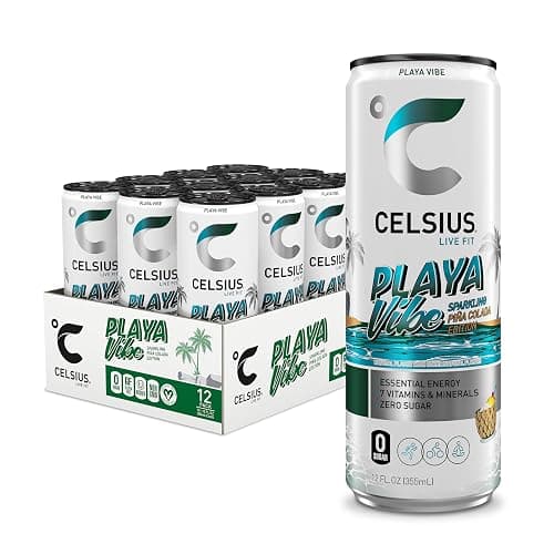 CELSIUS PLAYA VIBE Sparkling Pina Colada, Sugar Free Energy Drink, 12 Fl Oz (Pack of 12) - Image 1