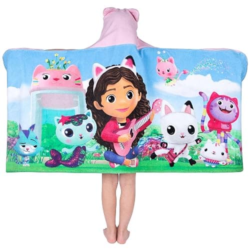 DreamWorks Gabby's Dollhouse Bath/Pool/Beach Soft Cotton Terry Hooded Towel Wrap, 24 in x 50 in, By Franco Kids thumbnail 3