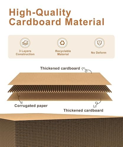 Magicheap 25 Pack Corrugated Cardboard Sheets, 8.5in x 11in | Thick Single Wall Flat Cardboard Paper Inserts for Shipping Mailing Packing DIY Crafts thumbnail 3