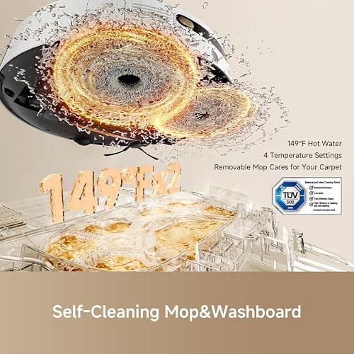 dreame L40 Ultra Robot Vacuum Self Emptying, 11,000Pa Suction Robot Vacuum and Mop Combo with Auto Cleaning Dock, 149℉ Mop Washing, SideBrush Extendable, Solution Auto Refill, Voice Control thumbnail 5