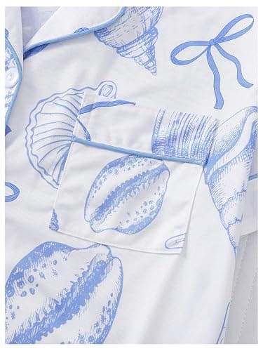 WDIRARA Women's Two Piece Animal Print Short Sleeve Button Shirt and Elastic Waist Shorts Pajama Set thumbnail 6