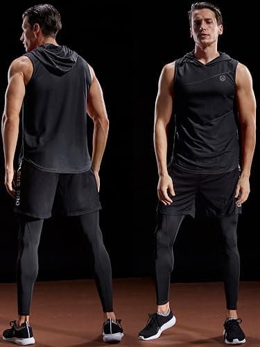 NELEUS Dry Fit Workout Athletic Muscle Tank Top Running Shirts with Hoods thumbnail 3
