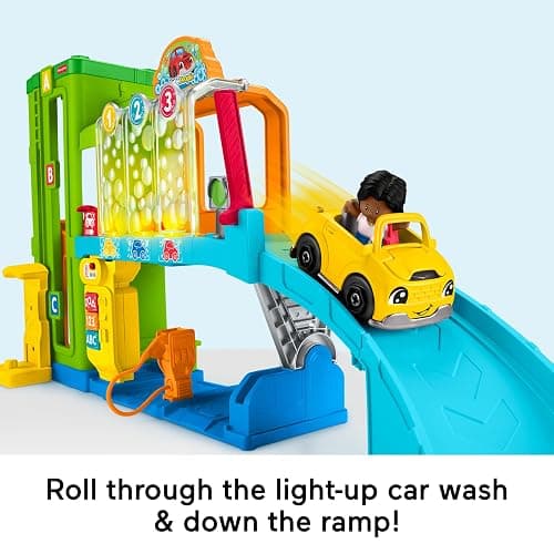 Fisher-Price Little People Toddler Toy Light-Up Learning Garage Playset with Smart Stages, Car & Ramp for Pretend Play Kids Ages 1+ Years thumbnail 4