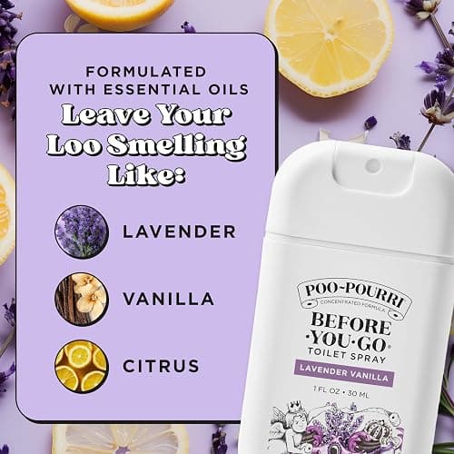Poo-Pourri Before-You-Go Pocket Toilet Spray, Travel Essentials, Lavender Vanilla, 1 Fl Oz, Up to 50 Uses, On-The-Go Bathroom Odor Deodorizer with Essential Oils, TSA Approved Size thumbnail 2