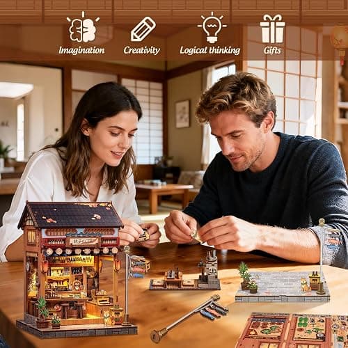 Cutefun Book Nook Kit - DIY Miniature House Kit for Adults, Teens and Beginners, Japanese Izakaya Booknook Tiny House Bookshelf Decor 3D Wooden Puzzles, Gifts for Friends and Family (Izakaya Shop) thumbnail 2