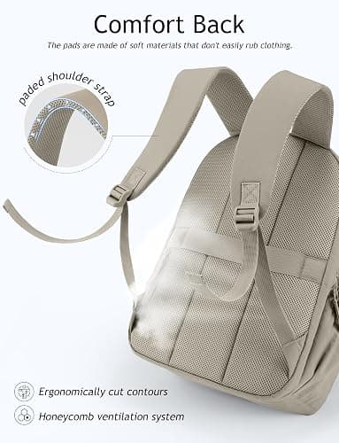 Uselike Travel Backpack for Women, 15.6 Inch Laptop Backpack, Quilted College Bookbag, Cute Work Backpacks, Water Resistant (Khaki Ash) thumbnail 5