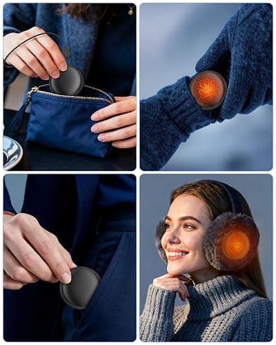 Pocket Size Hand Warmers Rechargeable 2 Pack,20Hrs Long Safe Heat,0.5S Instant Heating,Ultra Thin Electric Hand Warmers,5 Levels Heating Fits in Gloves, Hunting Camping Hiking Essentials thumbnail 5