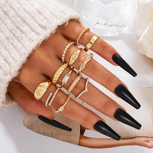 FAXHION Gold Stackable Rings Set for Women, 25 PCS Simple Twist Finger Ring | Statement Knuckle Ring, Dainty Stacking Thumb Rings Pack, Versatile Daily Wear Jewelry Gift for Women thumbnail 9
