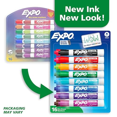 EXPO Dry Erase Markers, Low Odor Ink, Assorted Colors, Chisel Tip, 16 Count - Whiteboard, Calendar, Organization, Essential Supplies for Office, School, Classroom, Teachers thumbnail 3