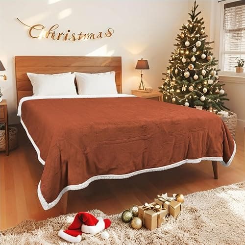 YUSTAL Electric Heated Blanket Full Size 72x84 Inch - Super Soft Flannel Warm Blanket with 10 Heat Settings, 1-12H Auto Shut Off Timer, Machine Washable (Pumpkin) - Image 1