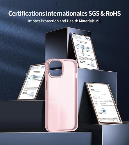 HeIssitot Matt Handyhülle für iPhone 13/iPhone 14 Hülle und 2 Stück Sichtschutz Schutzfolie, [Militärstandard] Durchscheinende PC Rückseite TPU Bumper Schutzhülle, Rosa - iPhone 13/14 - Rosa thumbnail 5
