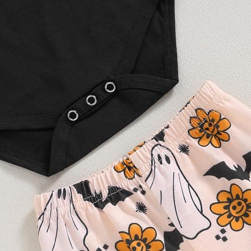 Newborn Baby Girl Halloween Clothes Long Sleeve Romper Tops Pumpkin Bell-Bottom Pants Headband Infant Fall Outfits thumbnail 5