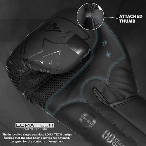 RDX Boxing Gloves, Pro Training Sparring, Maya Hide Leather, Muay Thai MMA Kickboxing, Men Women Adult, Heavy Punching Bag Focus Mitts Pads Workout, Ventilated Palm, Multi Layered, 8 10 12 14 16 18 Oz thumbnail 4