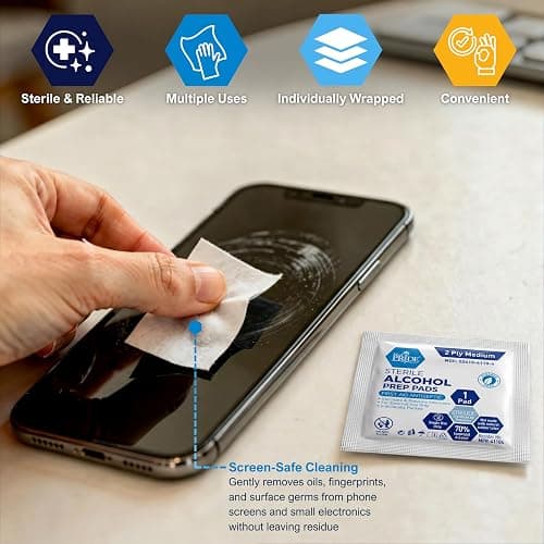 MED PRIDE Sterile Alcohol Prep Pads, Antiseptic, 70% Isopropyl, Individually Wrapped, Medical Grade 2 Ply Wipes (200 Count (Pack of 1) White) thumbnail 5
