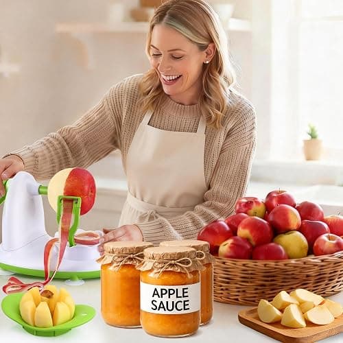 Apple Peeler for Apple Sauce and Pie, 8-Wedge Apple Slicer Corer with Stainless Steel Blades, Upgraded Strong Suction Base, Includes 2 Replacement Blades thumbnail 2