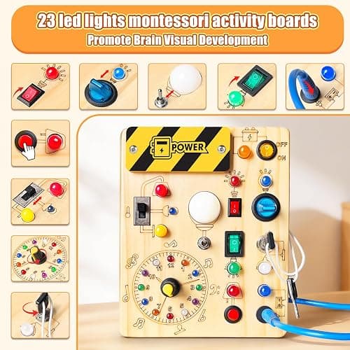 Konijiwa Busy Board - Montessori Toys for 1-3 Years Old Boys & Girls | Sensory Toys for Kids with Autism | Toddlers Learning Activity for Early Development (Busy Board v2) thumbnail 5
