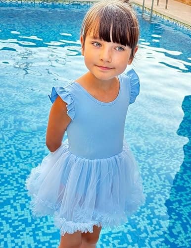 Zaclotre Tutu Dance Dresses for Girls Ruffle Sleeve Criss-Cross Back Ballet Leotards Toddler Ballerina Costume thumbnail 8