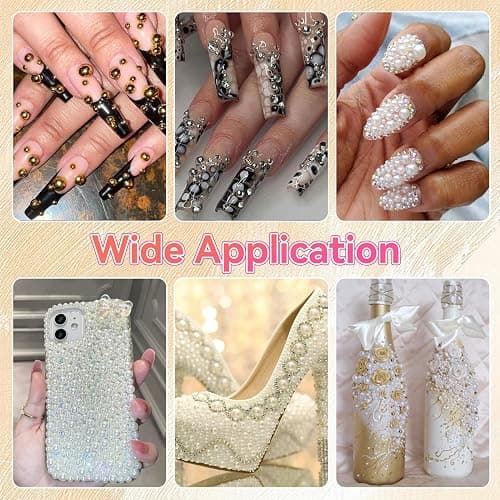 20000Pcs Gold Silver White Half Pearls for Crafting, Pearl for Nails | Flatback Pearls, 6 Sizes ABS Pearl Beads Gems for Nails Art DIY Crafts Embellishment Shoes Clothes Bags DIY Making thumbnail 5
