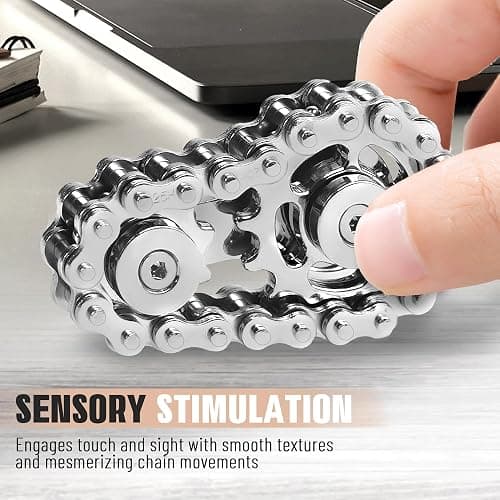 Fidget Spinners Toys for Adults Metal Figette Bike Chain Pain Stim ADHD Teens Cool Gadgets Desk Offices Gift Anxiety Relief Items Stress Tool Sensory Spiky Autism Toy Valentines Day Gift for Teen Boy thumbnail 4