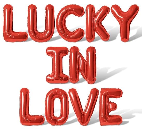 Letter Balloons - LUCKY IN LOVE 16" Inch Alphabet Letters Foil Mylar Balloon Bachelorette, Bridal Shower, Wedding Party Banner (Red) - Image 1