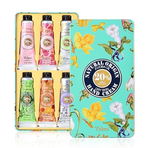 Yoken 20% Shea Butter Hand Cream Gift Set, Instant Moisturizing Hand Cream for Women Dry Hands with Delicate Tin, Floral-Scented Hand Lotion 6 x 1 OZ thumbnail 7