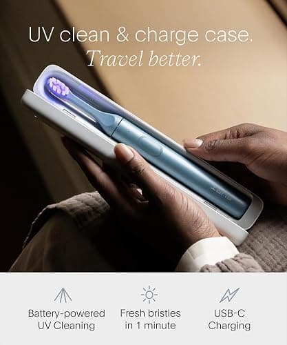 SURI 2.0 New Sonic Electric Toothbrush with Pressure Sensor & UV-Cleaning Travel Case | 1 Month+ Battery | Electric Toothbrush for Adults | Travel Toothbrushes | Tooth Brush | Blue thumbnail 3