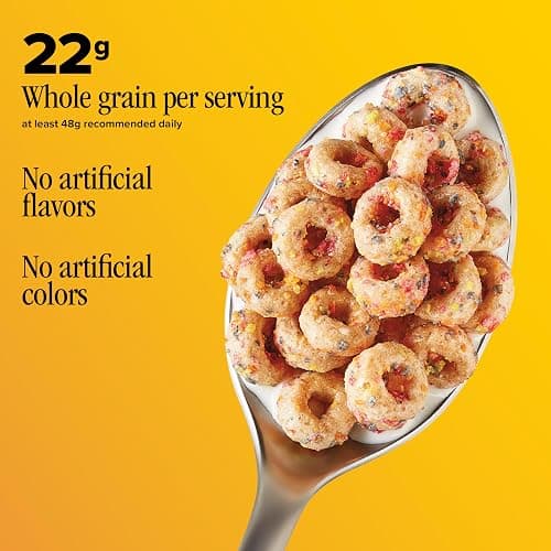 Cheerios Confetti Breakfast Cereal Cup, Gluten Free, Single Serve, 1.4 oz | Vanilla Flavor with Rainbow Sprinkles, 22g Whole Grain per Serving, 12 Vitamins & Minerals, No Artificial Flavors thumbnail 4