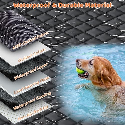 URPOWER Backseat Extender for Dogs - Hard Bottom Dog Car Seat Cover for Back Seat, Dog Hammock for Car, SUV, and Truck, Pet Rear Seat Protector Dogs Travel Bed with Mesh Window & Side Flaps thumbnail 6