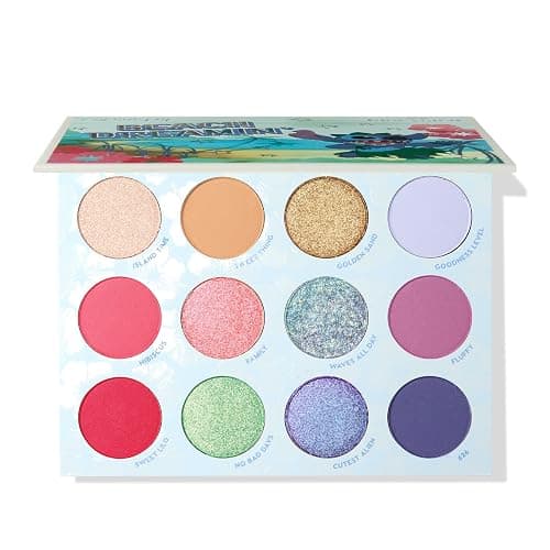 ColourPop x Stitch Beach Dreamin’ Eyeshadow Palette - Limited Edition 12-Shade Matte, Metallic & Pearlescent Glitter Eyeshadow Palette - High-Pigment Eye Makeup with a Long-Wearing Formula (0.48 oz) - Image 1