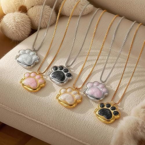 Exclugleam Custom Pet Paw Locket Necklace with Picture, Dog Memorial Gifts, Personalized Photo Cat Dog Necklace for Women thumbnail 7