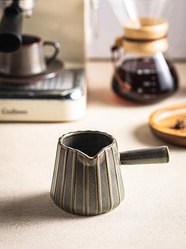 YHOJOY Espresso Cups Ceramic, 200ML Espresso Measuring Cup with Spout, Expresso Shots Cups with Handle, Espresso Accessories, Dark Green thumbnail 9